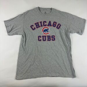 Chicago Cubs Gray T Shirt Size Large Cotton Polyester MLB Baseball Tee